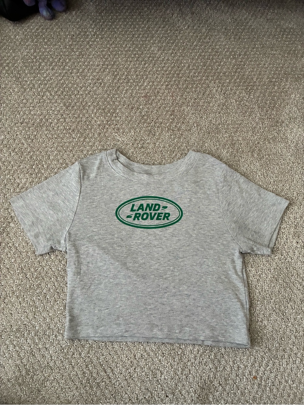 PacSun Gray Crop Tee with Green Land Rover Logo